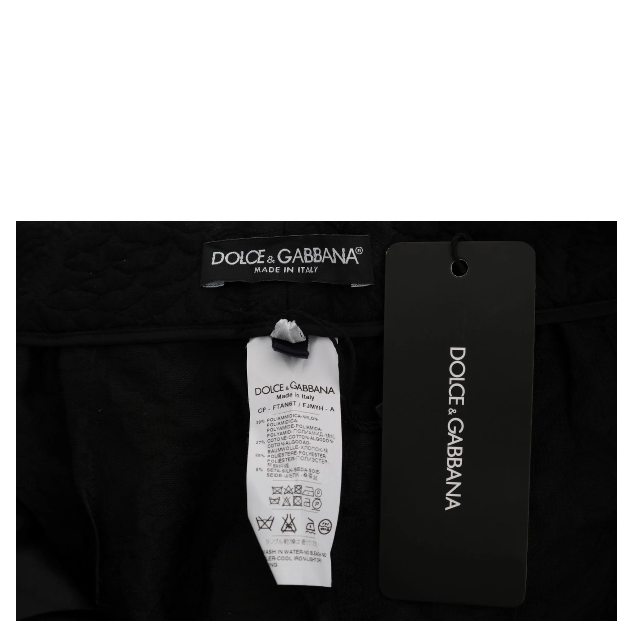 Black Brocade High Waist Capri Shorts