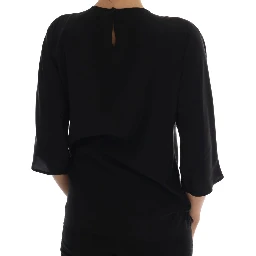 Black Silk Fairy Tale Top Crystal Blouse