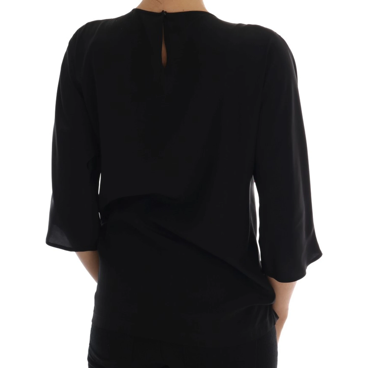 Black Silk Fairy Tale Top Crystal Blouse