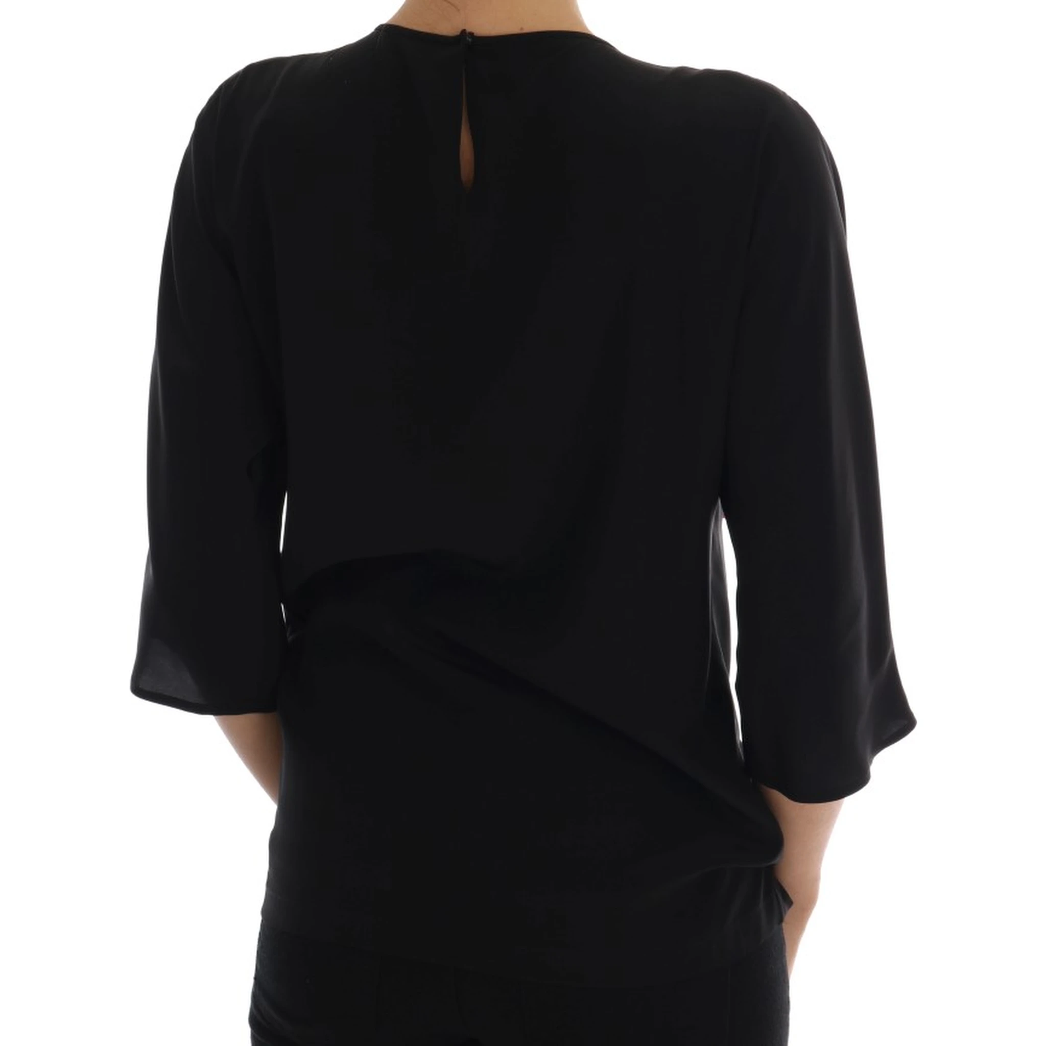 Black Silk Fairy Tale Top Crystal Blouse