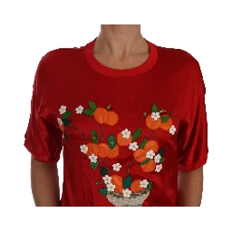 Red Silk Orange Vase Crystal Top