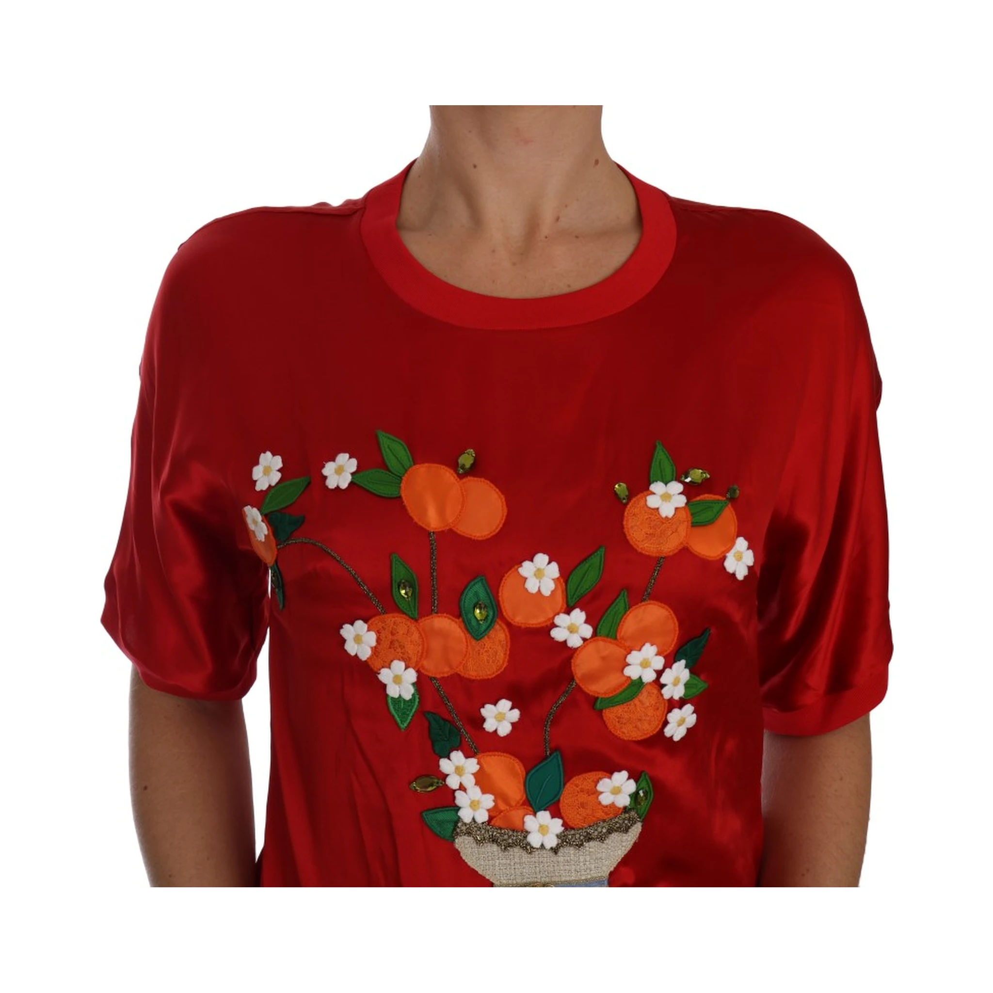 Red Silk Orange Vase Crystal Top