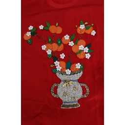 Red Silk Orange Vase Crystal Top