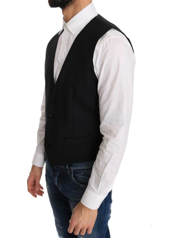 Black Wool Silk Vest alternative