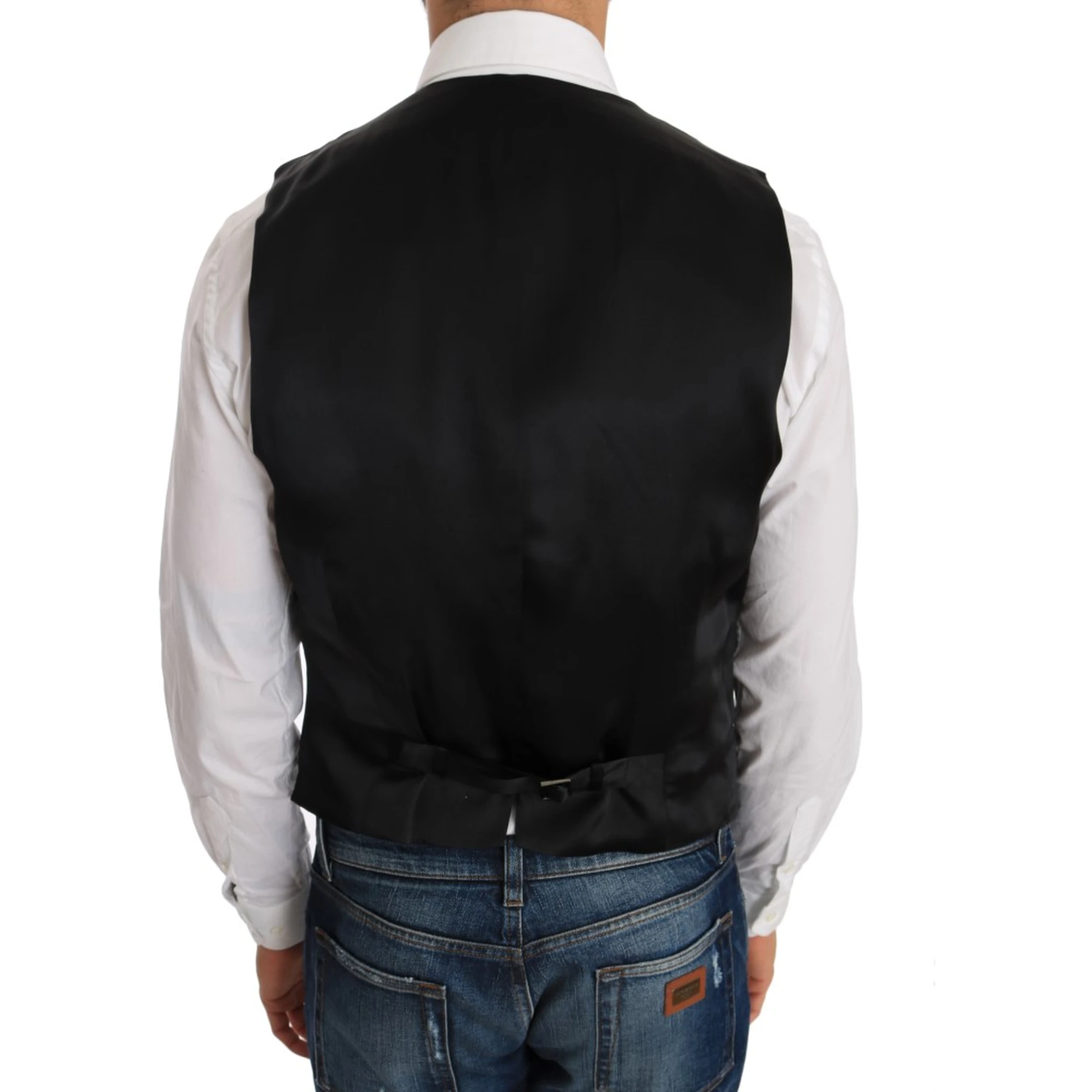 Black Wool Silk Vest