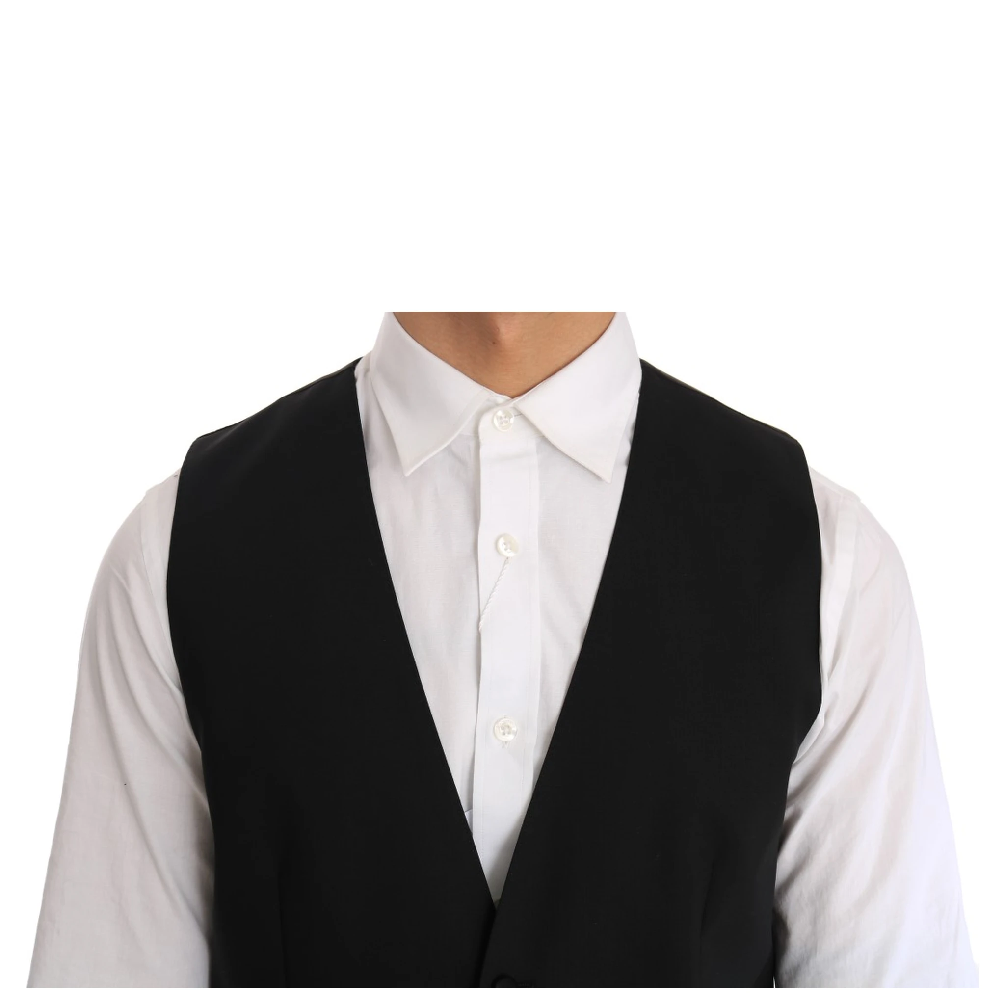 Black Wool Silk Vest