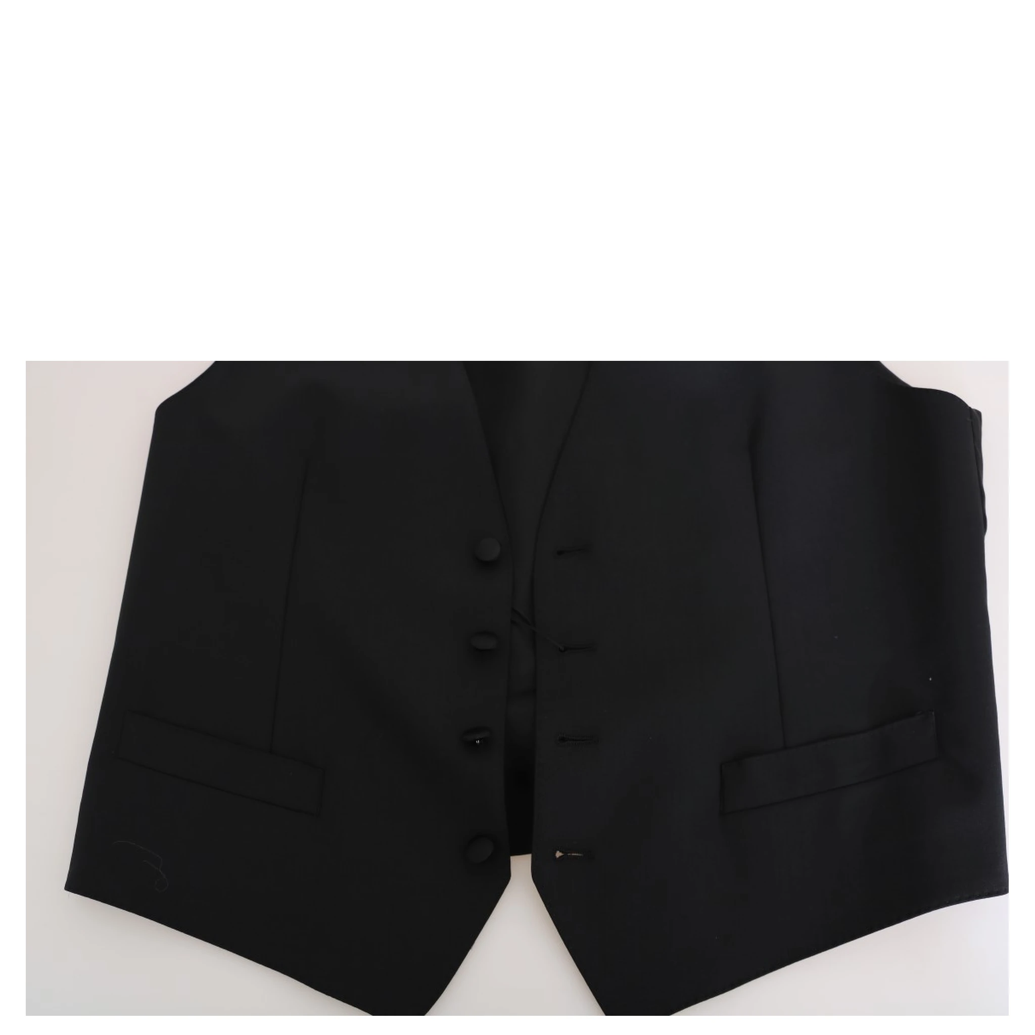 Black Wool Silk Vest
