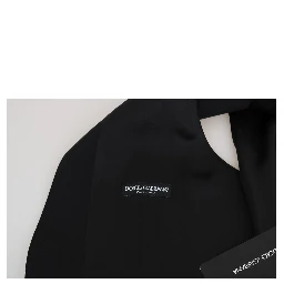 Black Wool Silk Vest