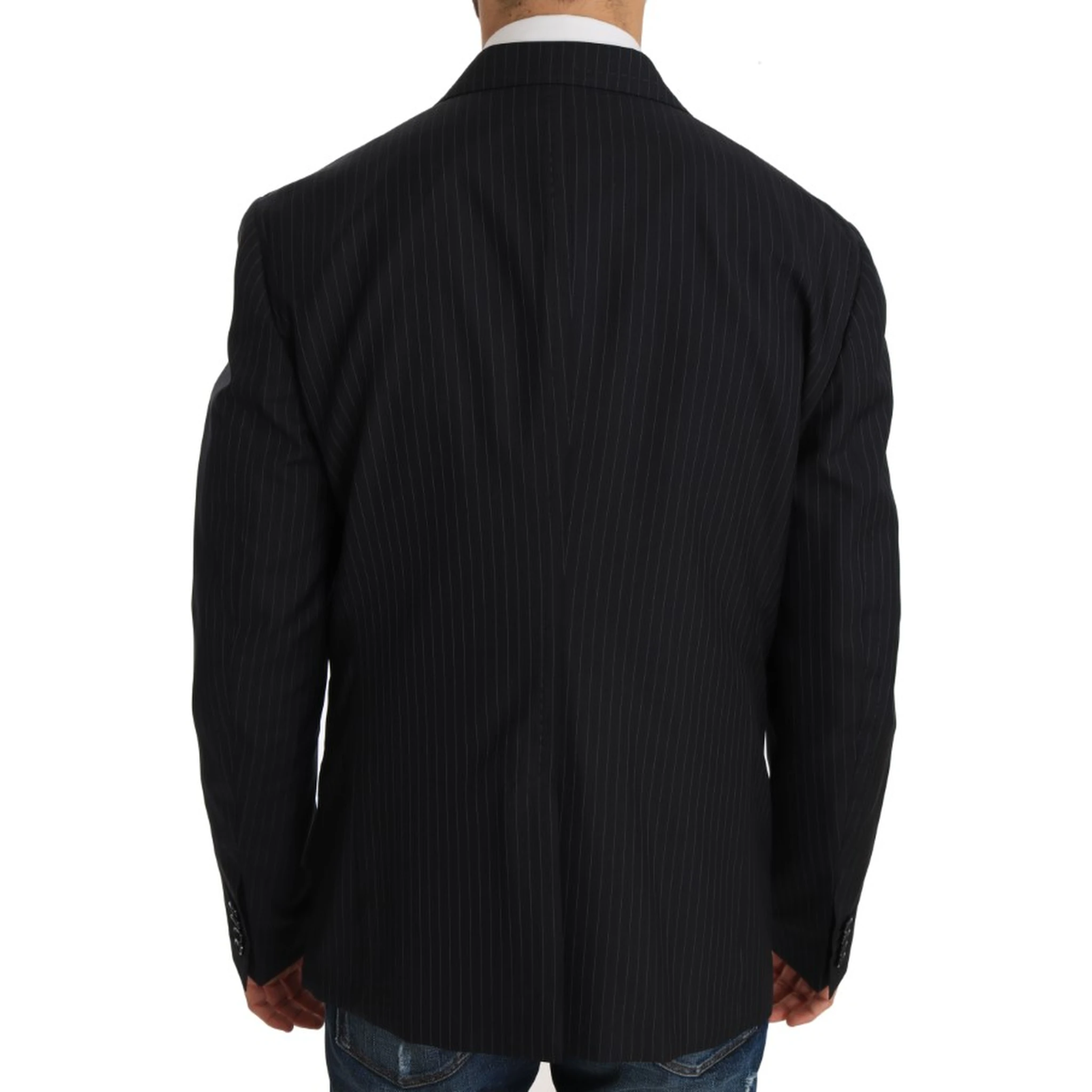 Gray Striped Wool Jacket Coat Slim Blazer