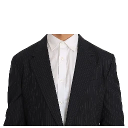 Gray Striped Wool Jacket Coat Slim Blazer