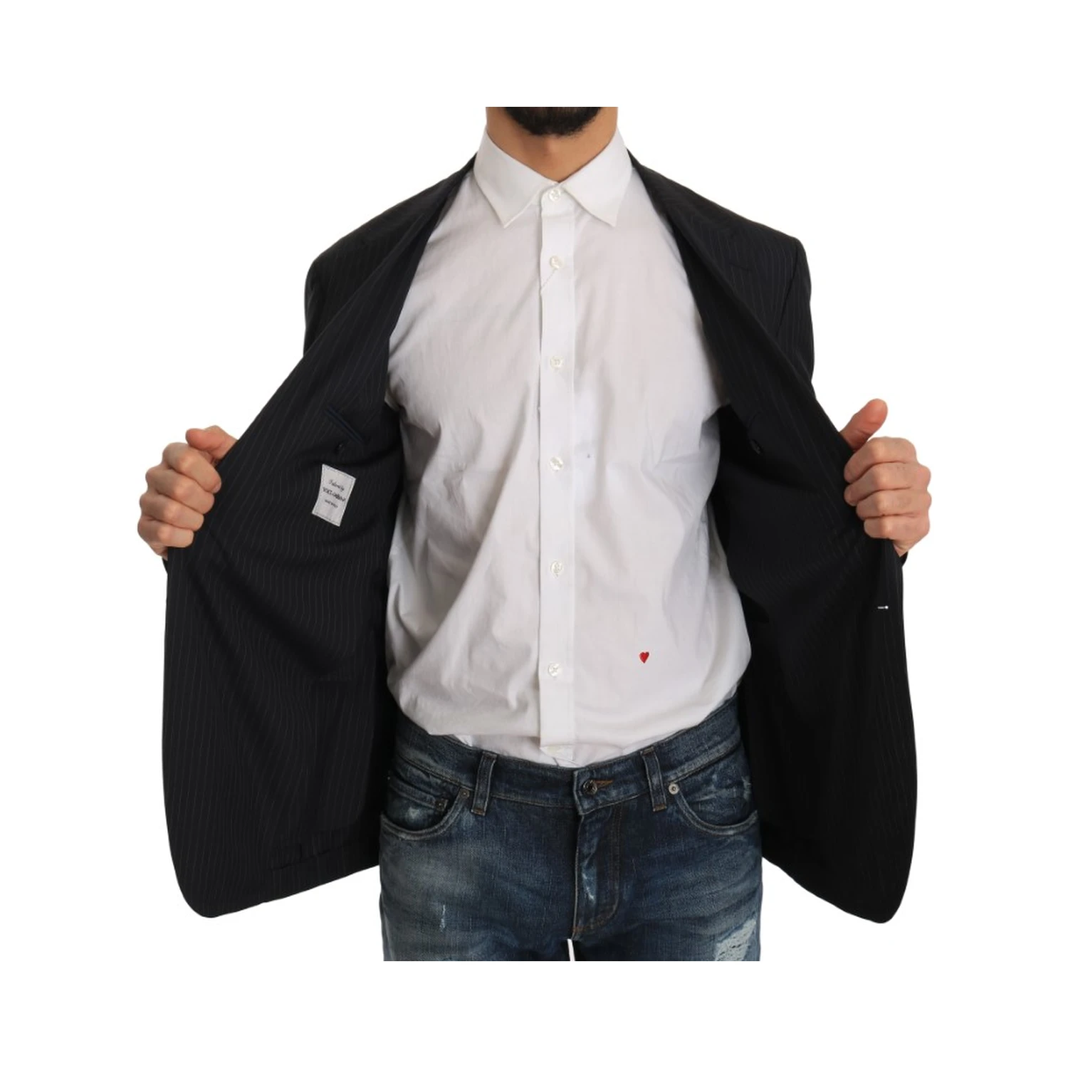 Gray Striped Wool Jacket Coat Slim Blazer