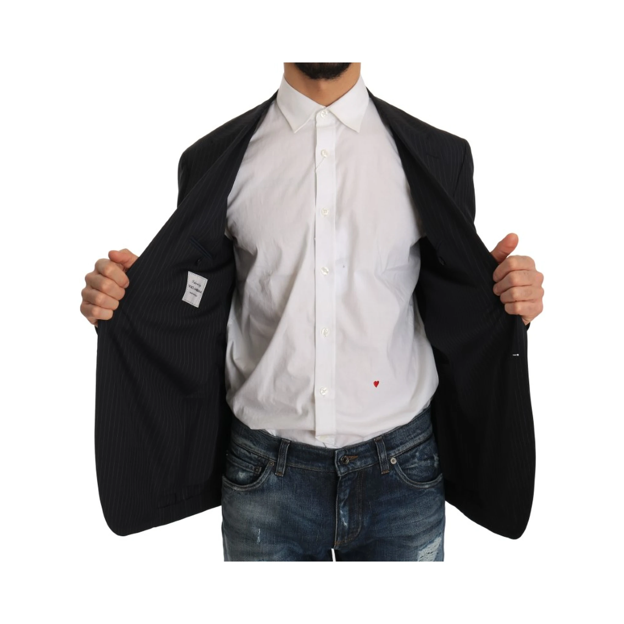 Gray Striped Wool Jacket Coat Slim Blazer