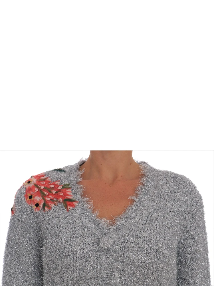 Silver Cardigan Floral Applique Sweater alternative