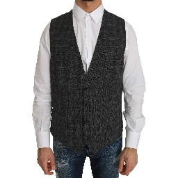 Gray Wool STAFF Checkered Stretch Vest