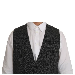Gray Wool STAFF Checkered Stretch Vest