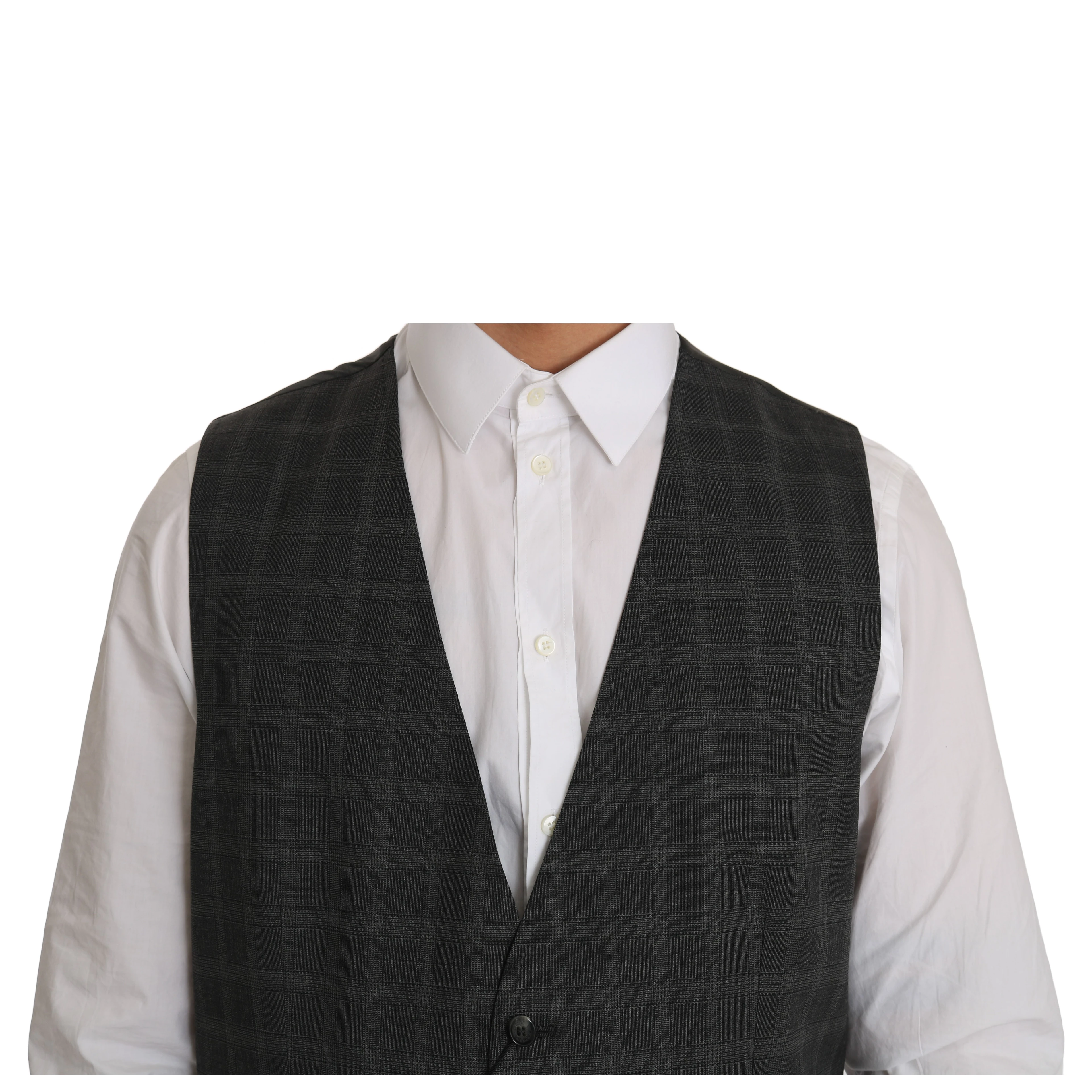 Gray Wool STAFF Checkered Stretch Vest