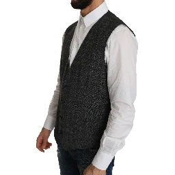 Gray Wool STAFF Checkered Stretch Vest