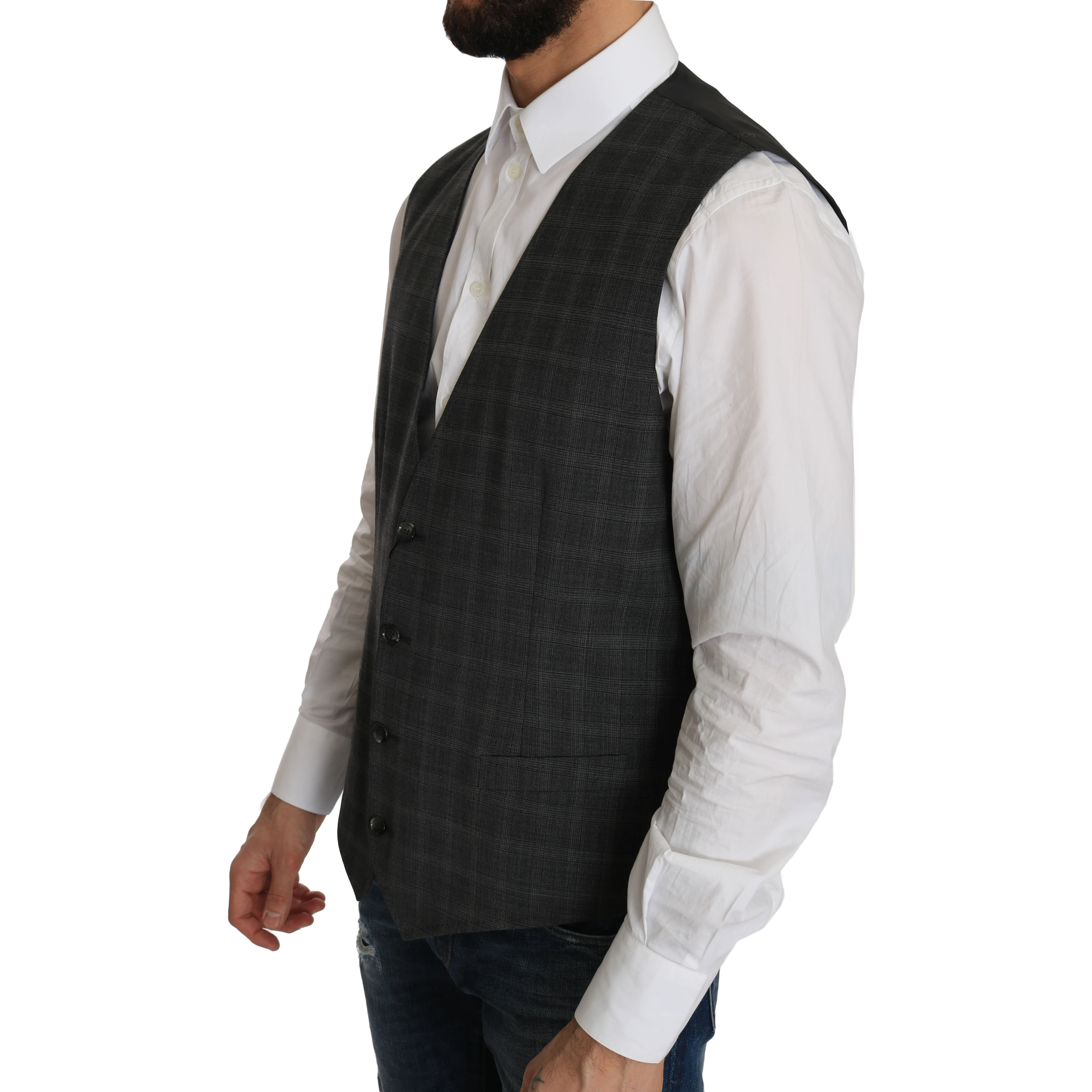 Gray Wool STAFF Checkered Stretch Vest