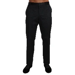 Black Cotton Brocade Formal Trousers Pants