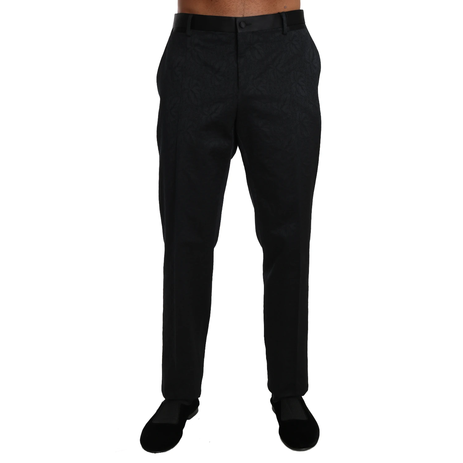 Black Cotton Brocade Formal Trousers Pants