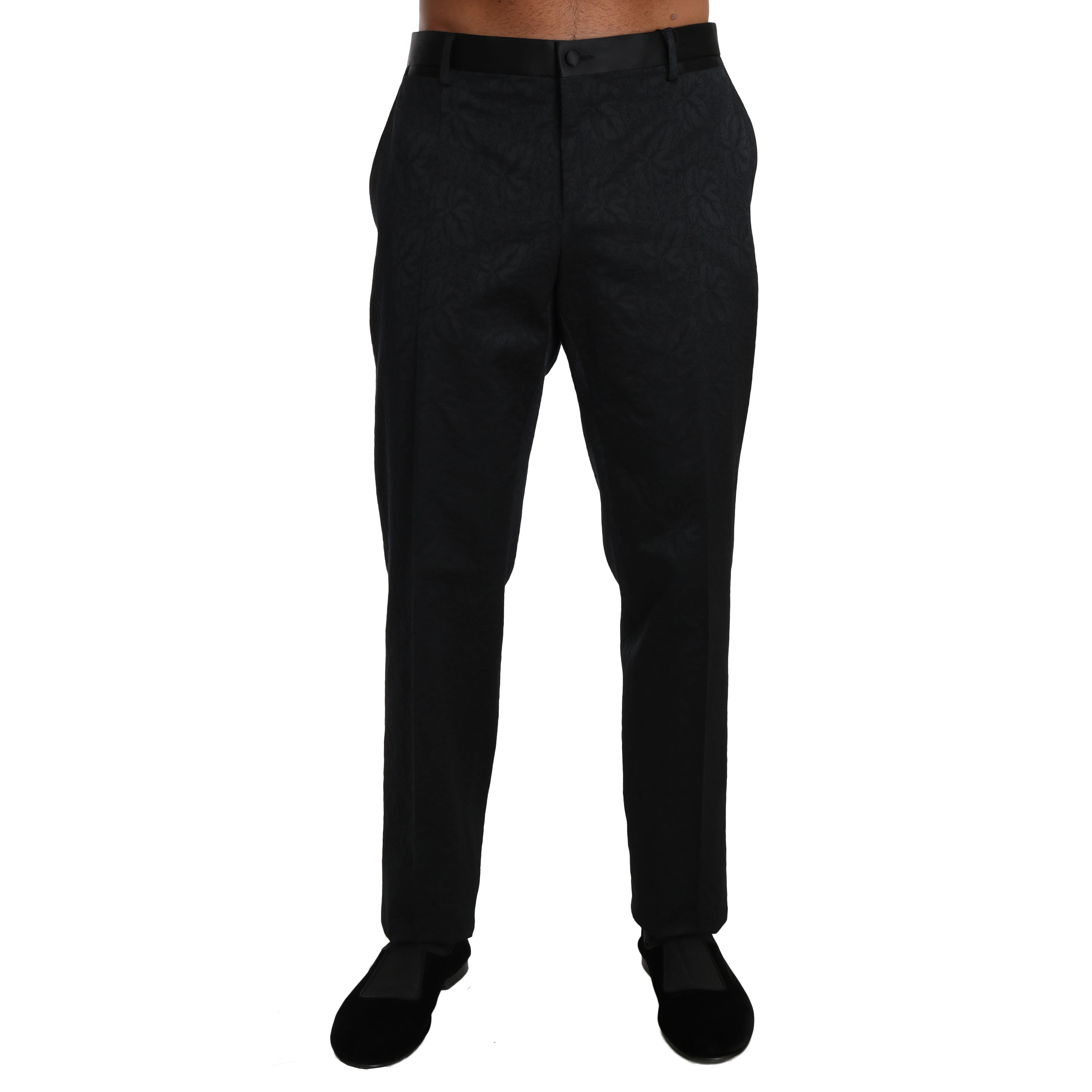 Black Cotton Brocade Formal Trousers Pants