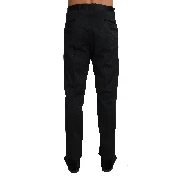 Black Cotton Brocade Formal Trousers Pants