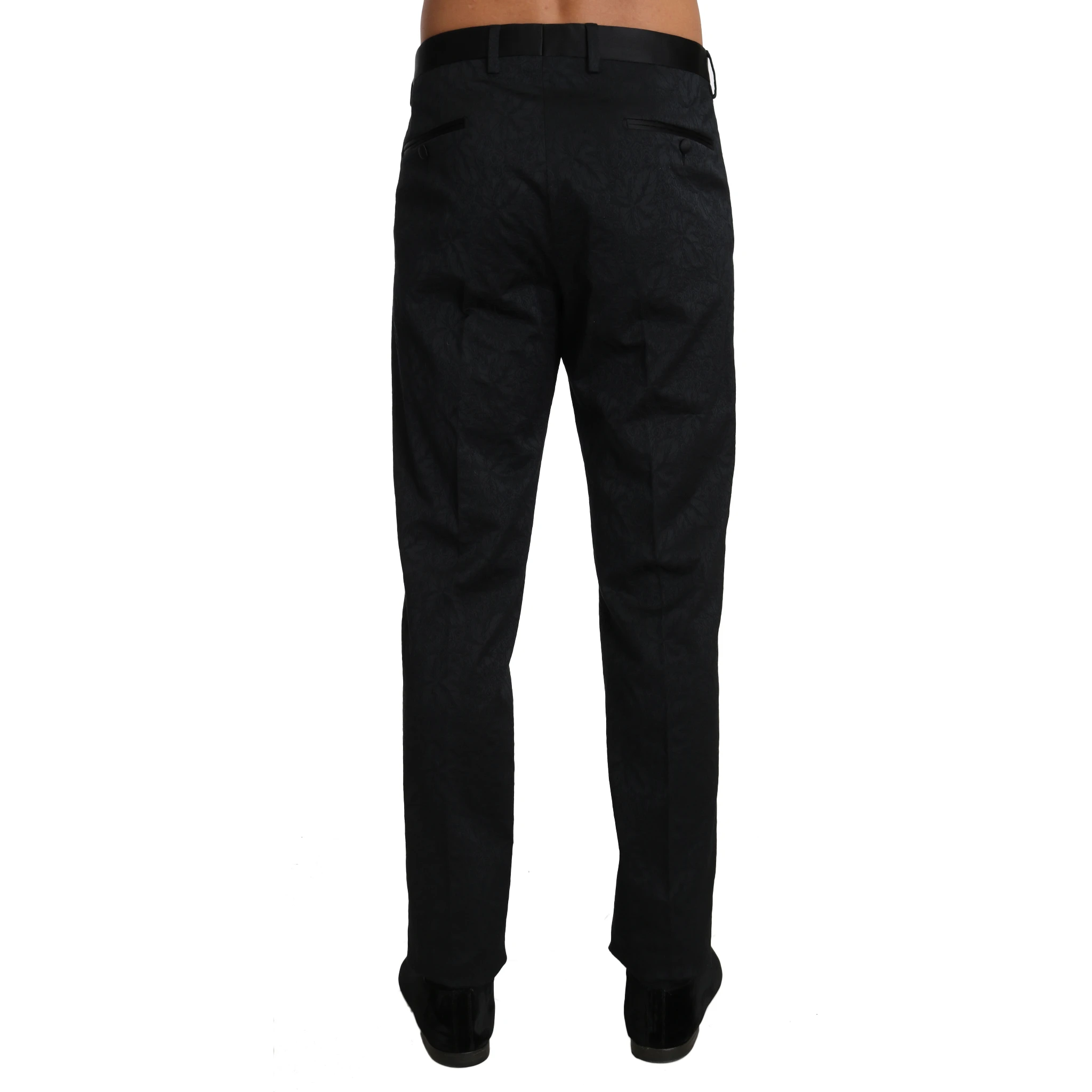Black Cotton Brocade Formal Trousers Pants