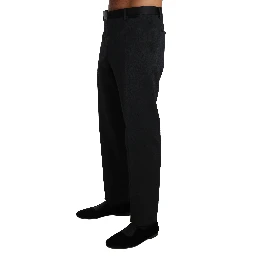 Black Cotton Brocade Formal Trousers Pants