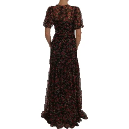 Black Floral Roses A-Line Shift Gown