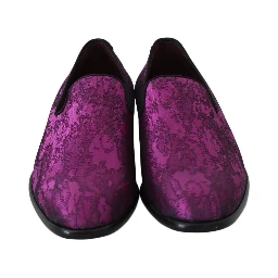 Purple Jacquard Loafers Dress Formal Shoes