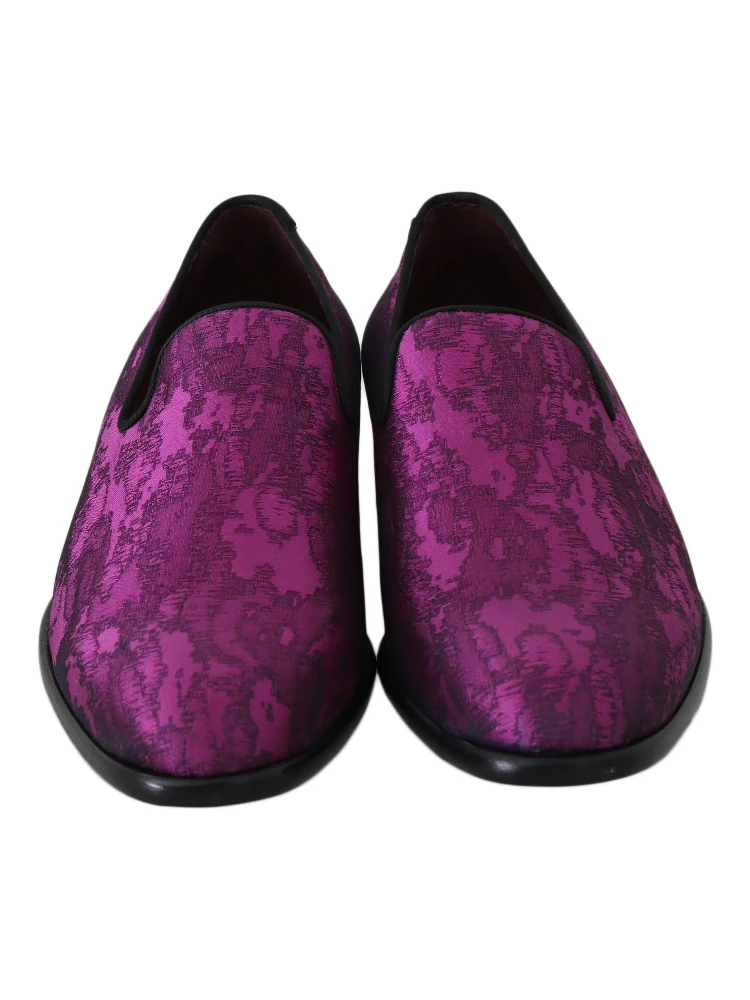 Purple Jacquard Loafers Dress Formal Shoes