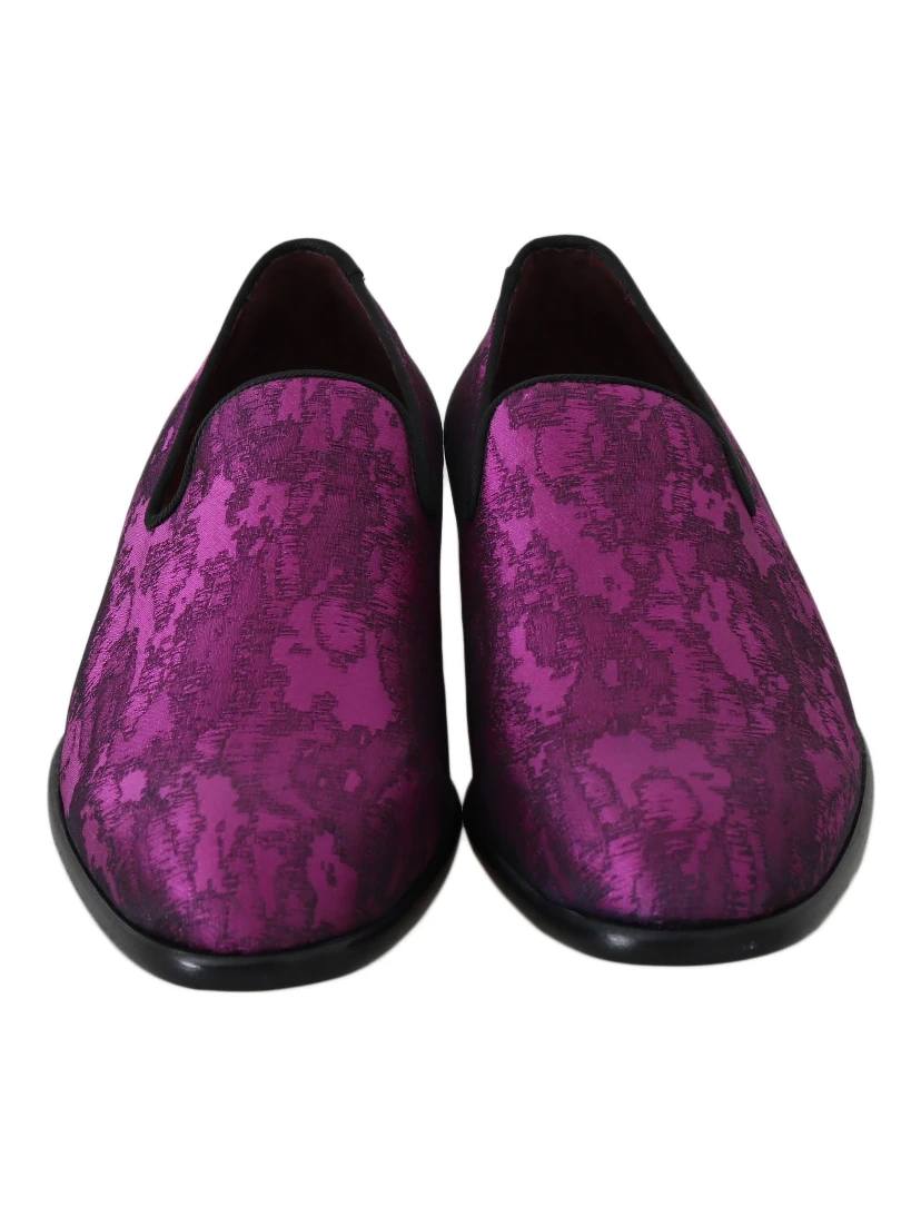 Purple Jacquard Loafers Dress Formal Shoes