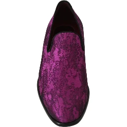 Purple Jacquard Loafers Dress Formal Shoes