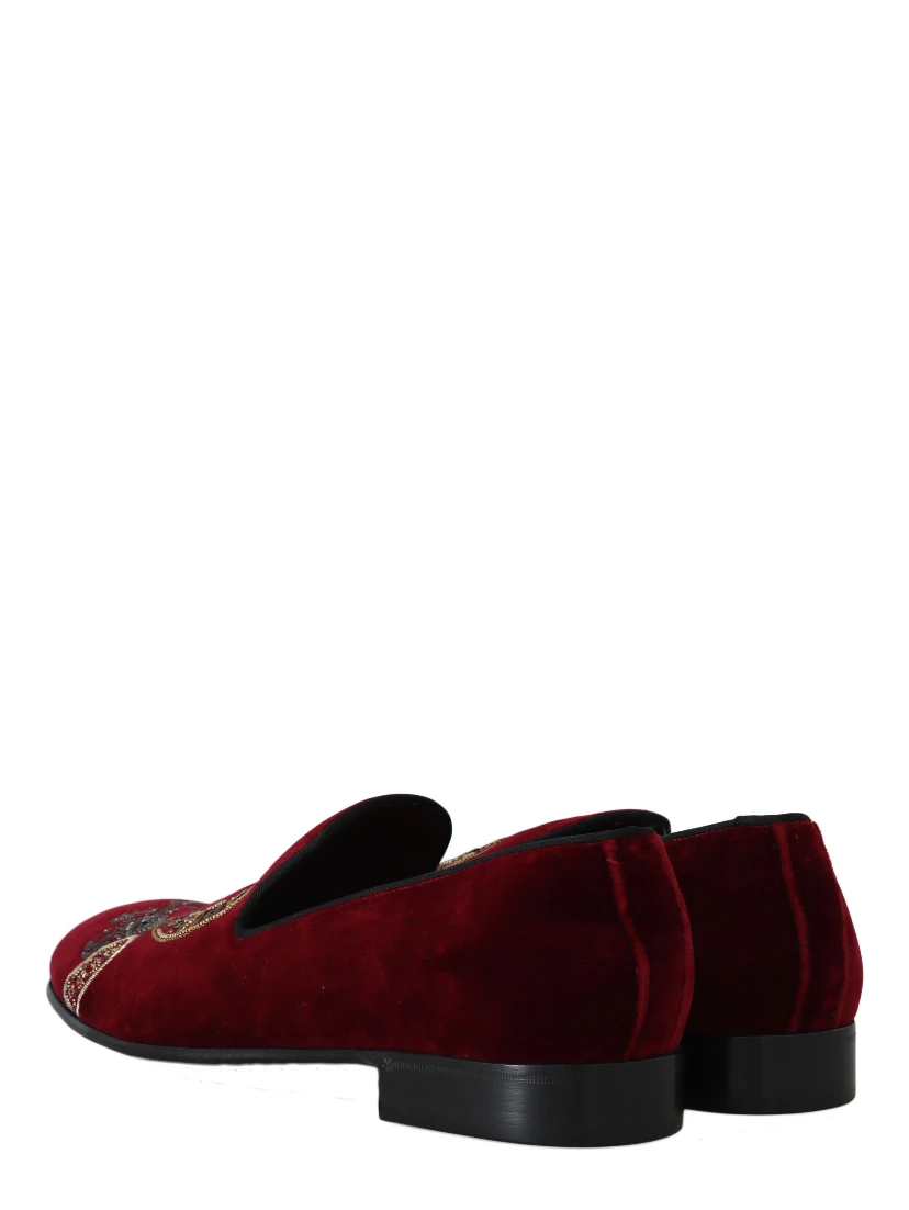 Bordeaux Velvet Loafers Gun Horseshoe Shoes