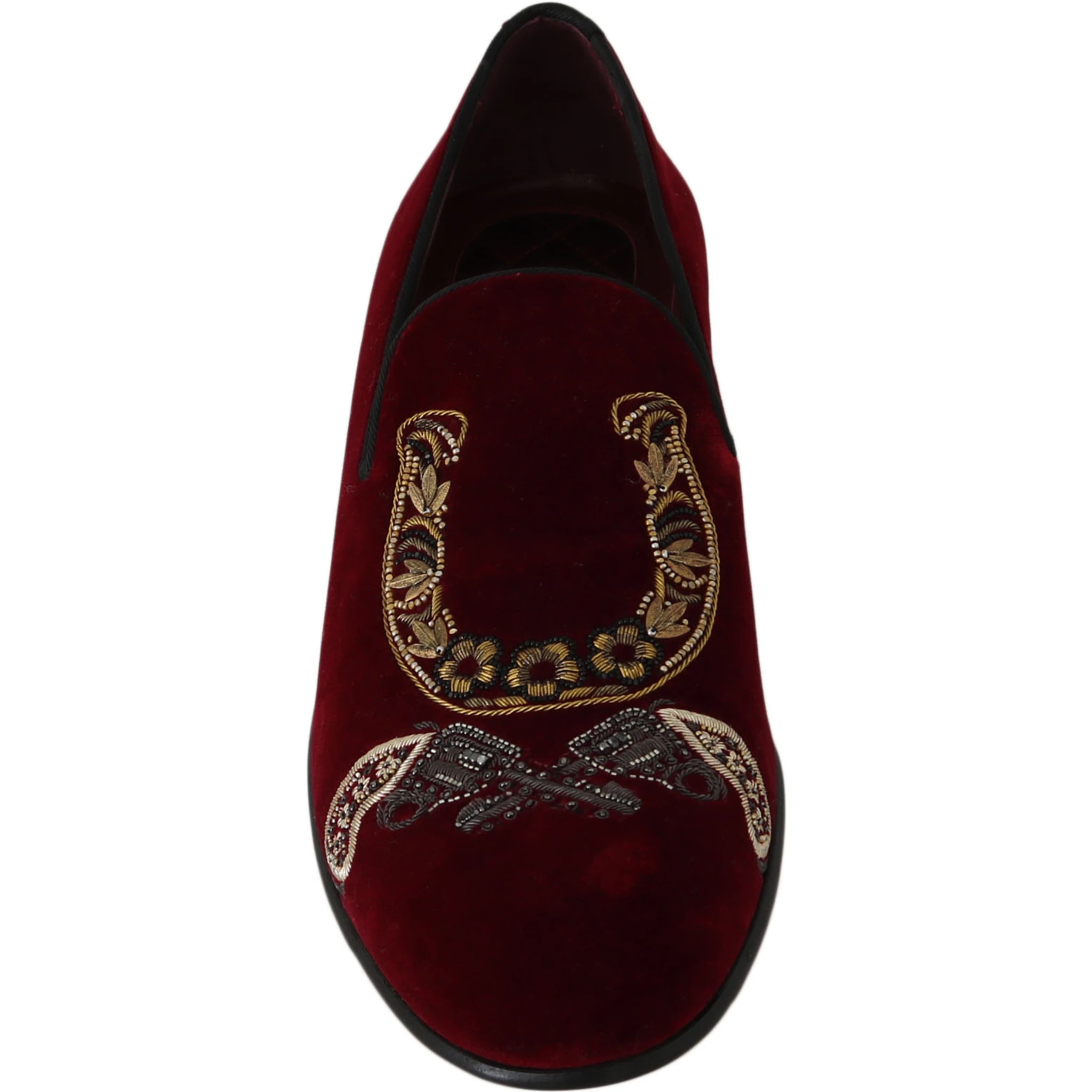 Bordeaux Velvet Loafers Gun Horseshoe Shoes