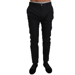 Black Cotton Stretch Formal Trousers Pants