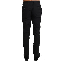 Black Cotton Stretch Formal Trousers Pants