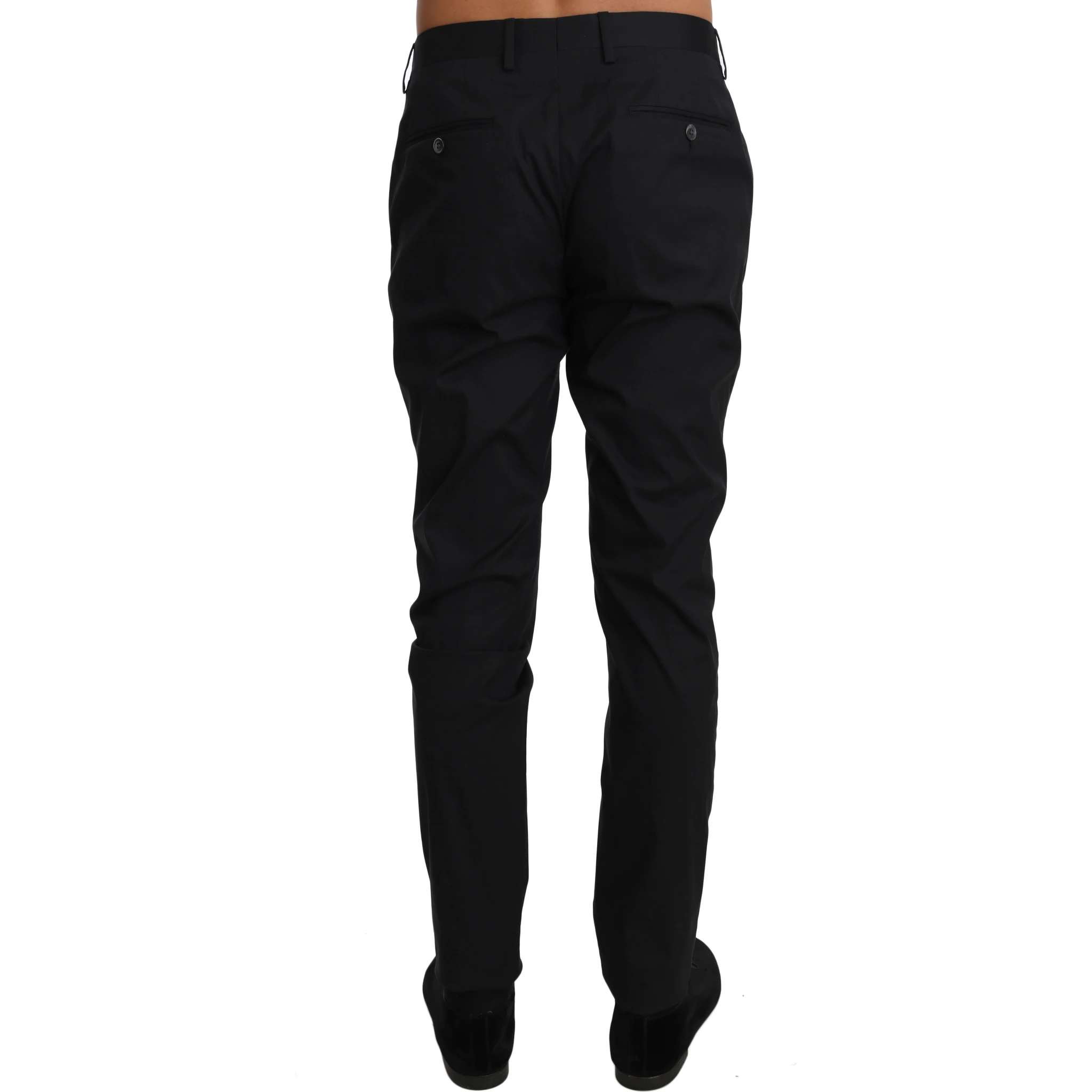 Black Cotton Stretch Formal Trousers Pants