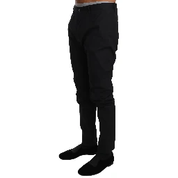 Black Cotton Stretch Formal Trousers Pants