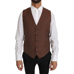 Brown Wool Silk Waistcoat Vest