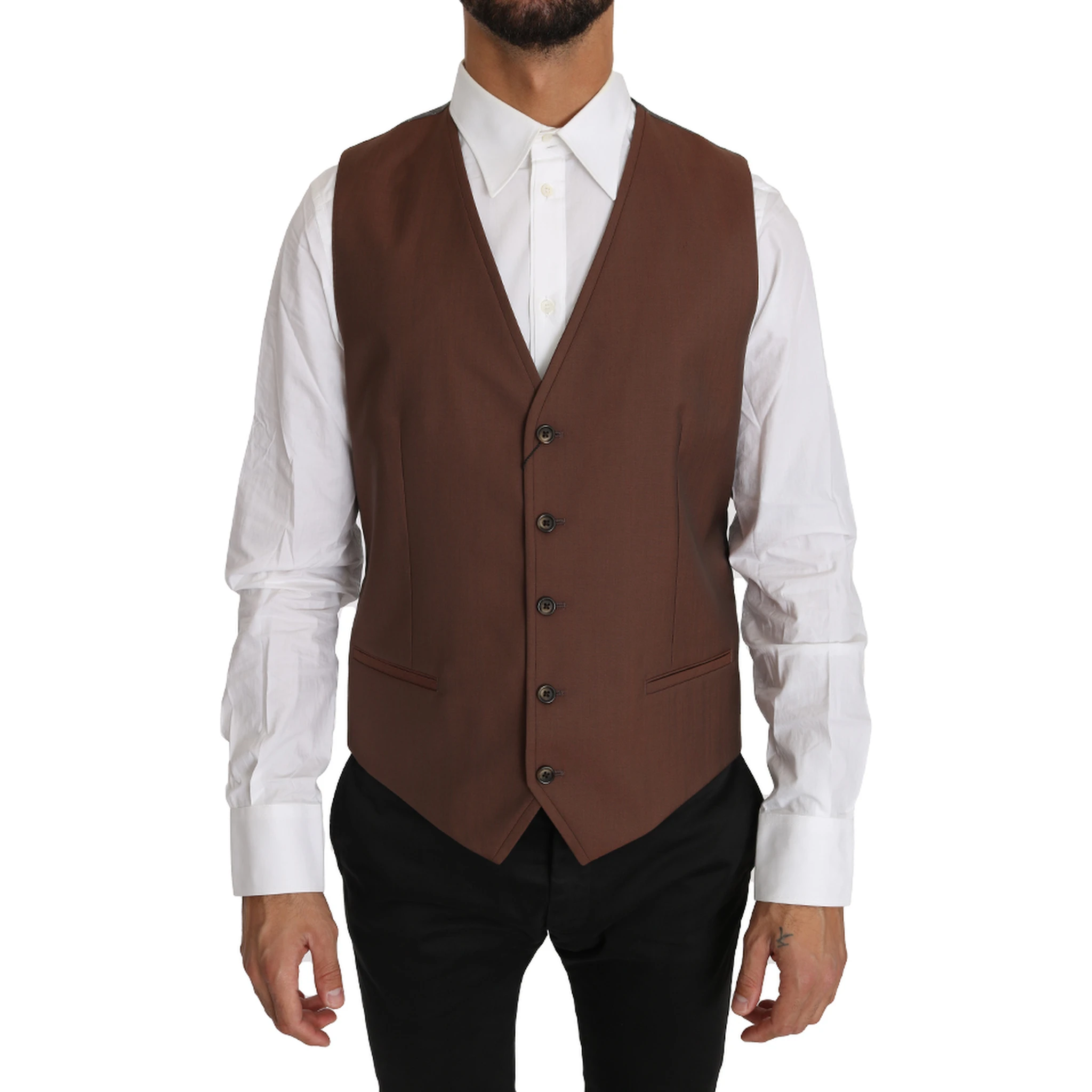 Brown Wool Silk Waistcoat Vest