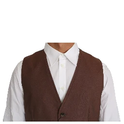 Brown Wool Silk Waistcoat Vest