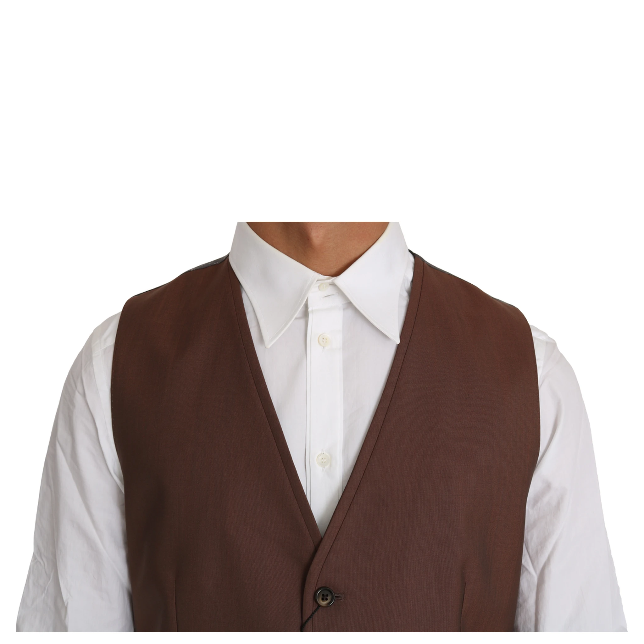 Brown Wool Silk Waistcoat Vest