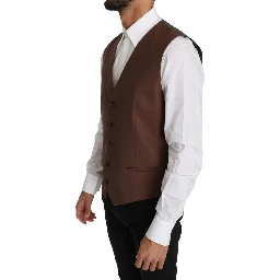Brown Wool Silk Waistcoat Vest