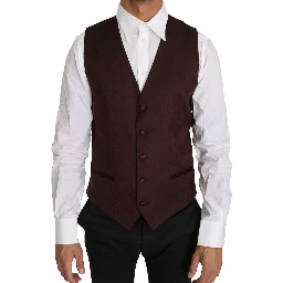Purple Pattern Wool Silk Waistcoat Vest