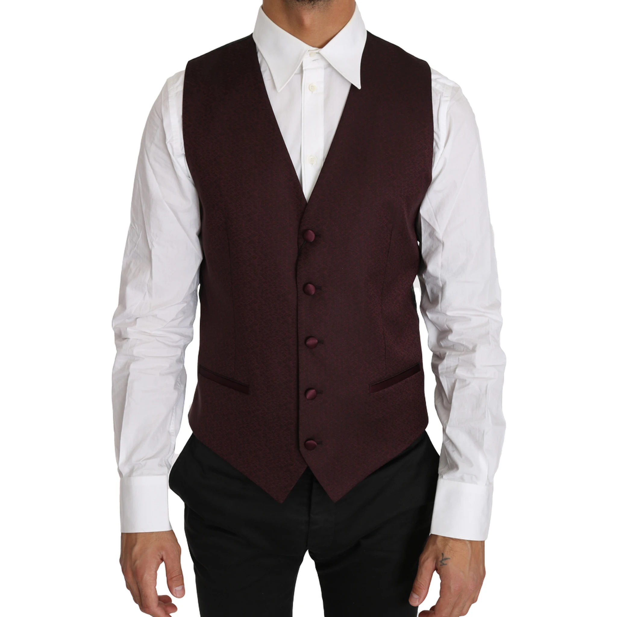 Purple Pattern Wool Silk Waistcoat Vest