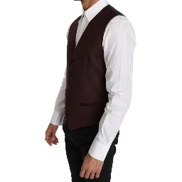 Purple Pattern Wool Silk Waistcoat Vest