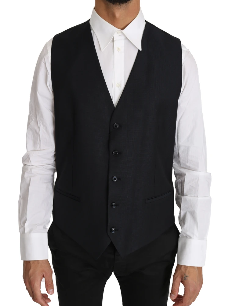 Gray Wool Silk Waistcoat Vest