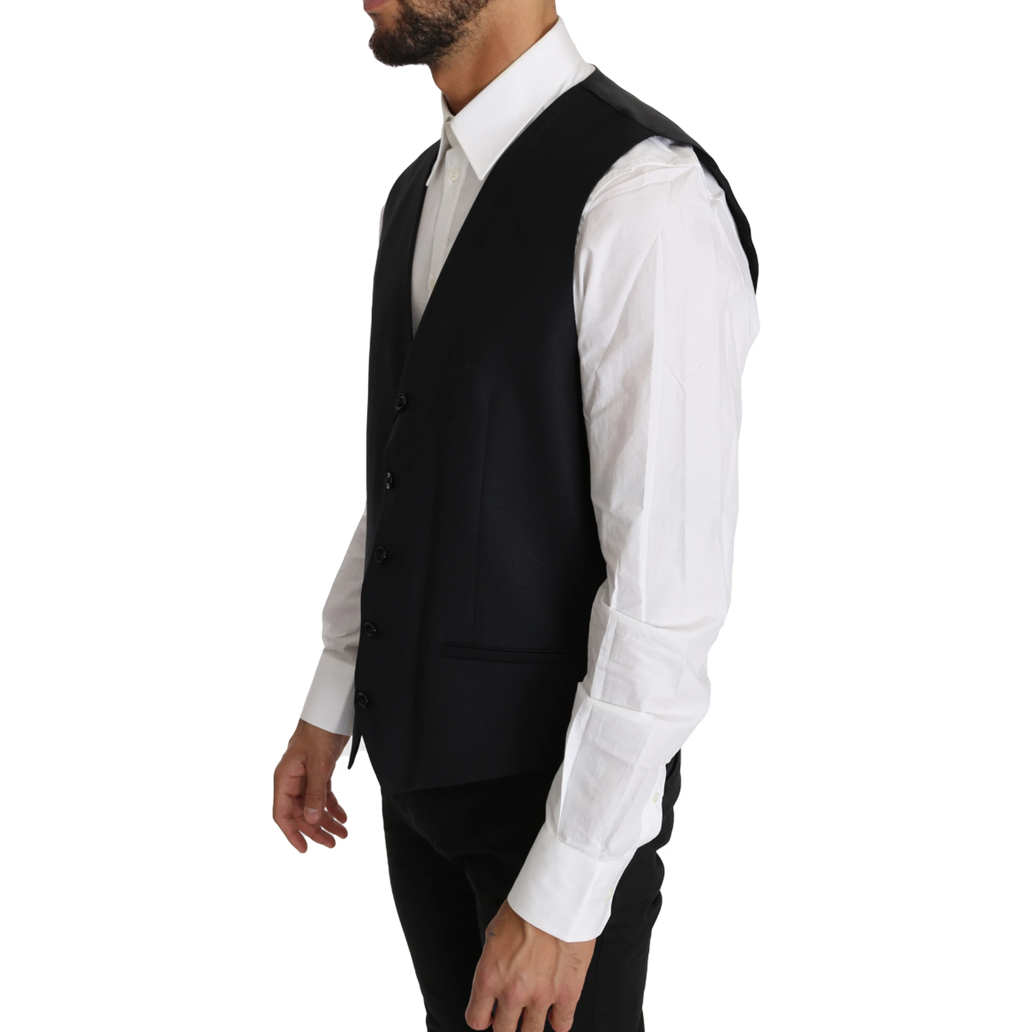Gray Wool Silk Waistcoat Vest