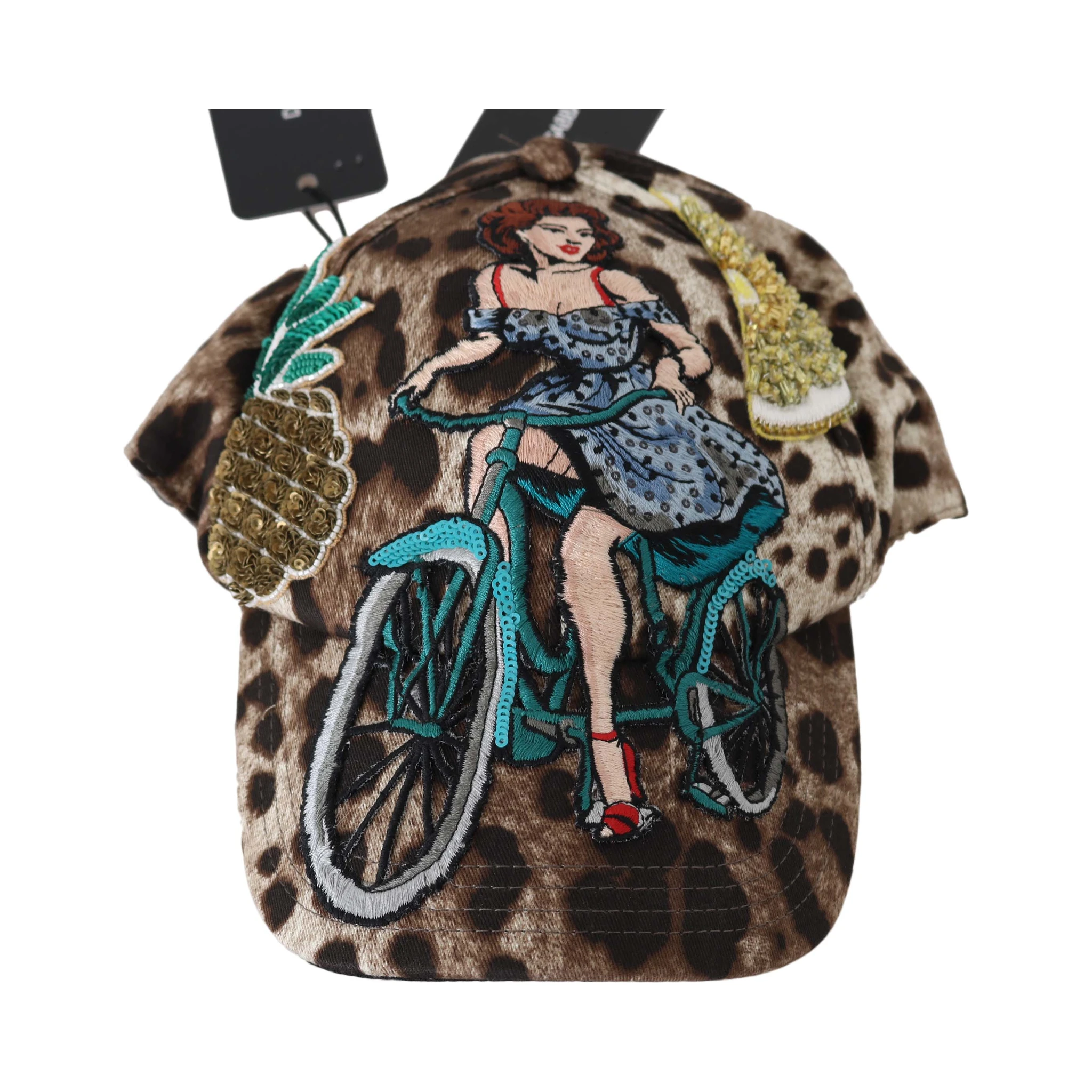 Brown Leopard Sequin Sicily Applique Baseball Hat